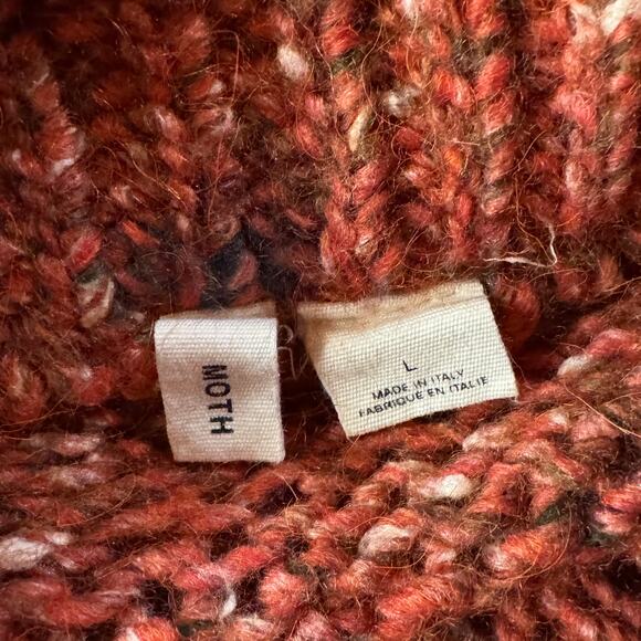 Anthropologie MOTH Large Sweater Marled Mock Neck Alpaca Wool Silk Blend Multi - Picture 6 of 8